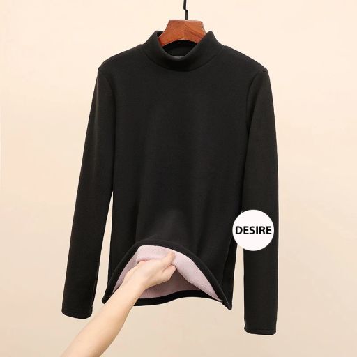 Áo cổ lọ chất Nhung lót lông cừu Đức dày cổ áo 4 phân giữ nhiệt mùa đông ấm áp DESIRE H2168 Đen 2XL - Available variant