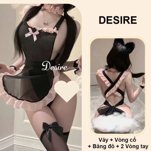 Váy ngủ Cosplay Hầu Gái Sexy Gợi Cảm, Chất Mềm Mại Phối Ren Quyến Rũ DESIRE VN-8561 Set cơ bản - Available variant