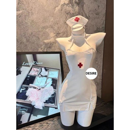 Bộ đồ ngủ Cosplay y tá đầy đủ phụ kiện sexy gợi cảm DESIRE VN-8808 Trắng - Available variant