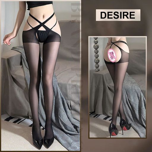 Tất lưới cạp chéo phong cách nữ tính gợi cảm quyến rũ DESIRE T-7326 Đen +P-28 - Available variant