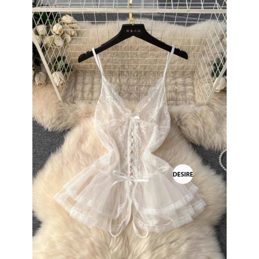 Váy ngủ ren ôm body xẻ đáy tôn dáng gợi cảm sexy VN-8494-2 Trắng - Available variant