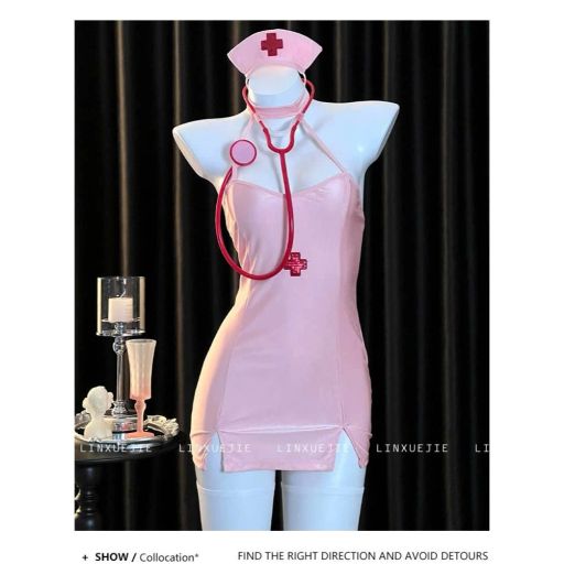 Bộ đồ ngủ Cosplay y tá đầy đủ phụ kiện sexy gợi cảm DESIRE VN-8808 Hồng - Available variant