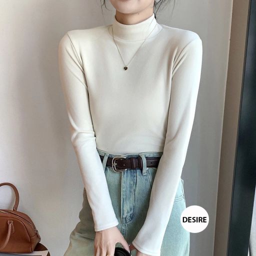 Áo cổ lọ chất Nhung hai mặt siêu mịn giữ nhiệt mùa đông ấm áp DESIRE H319 Kem L - Available variant