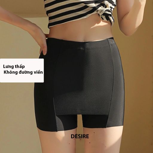 Quần Đùi Mặc Váy Có Vạt Chống lộ chất SU LỤA Không đường viền Thoáng Mát Quần bảo hộ DESIRE QL-027 Đen lưng thấp M - Available variant