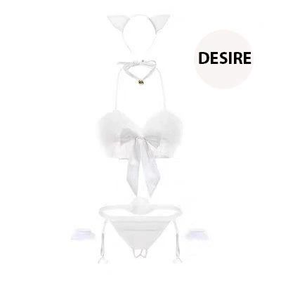 Bộ đồ ngủ Cosplay mèo nhỏ quyến rũ 5 chi tiết gợi cảm sexy DESIRE VN-8239 Trắng ko tất - Available variant