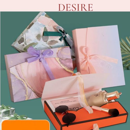 Desire Store, Hộp quà sang trọng hoạ tiết tranh sơn dầu hình chữ nhật hộp quà thắt nơ lụa túi quà - 35.000 ₫
