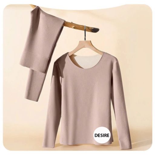 Đồ bộ giữ nhiệt chất Nhung lót sợi nhiệt Derong mềm siêu nhẹ mùa đông ấm áp DGN-9093 Nguyên bộ Nâu M - Available variant