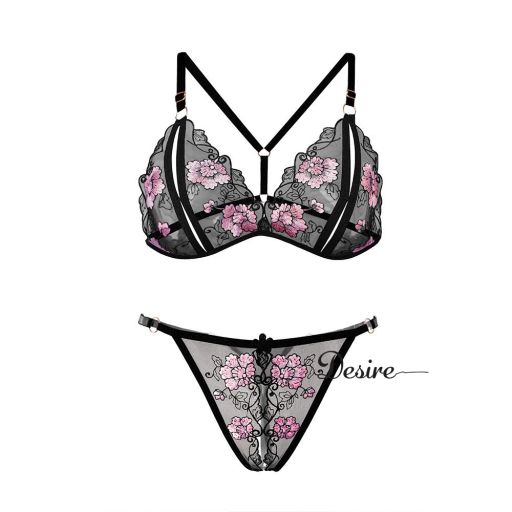 Váy ngủ ren không gọng chất mềm mịn sexy gợi cảm DESIRE VN-080 Đen 1 bộ - Available variant