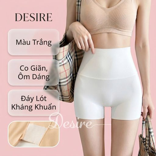 [Loại 1] Quần đùi mặc váy cạp cao chất su lụa lạnh cao cấp ôm body tàng hình chống lộ DESIRE QL-3086 Trắng M - Available variant