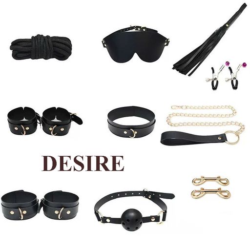 Bộ đồ chơi BDSM 10 món - Đồ chơi tình dục DESIRE 202459 Combo đen - Available variant