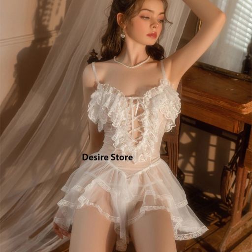 Váy ngủ ren cao cấp hai dây ôm body gợi cảm Desire VN-8497 Trắng - Available variant