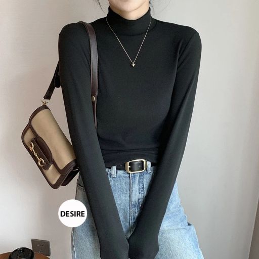 Áo cổ lọ chất Nhung hai mặt siêu mịn giữ nhiệt mùa đông ấm áp DESIRE H319 Đen L - Available variant
